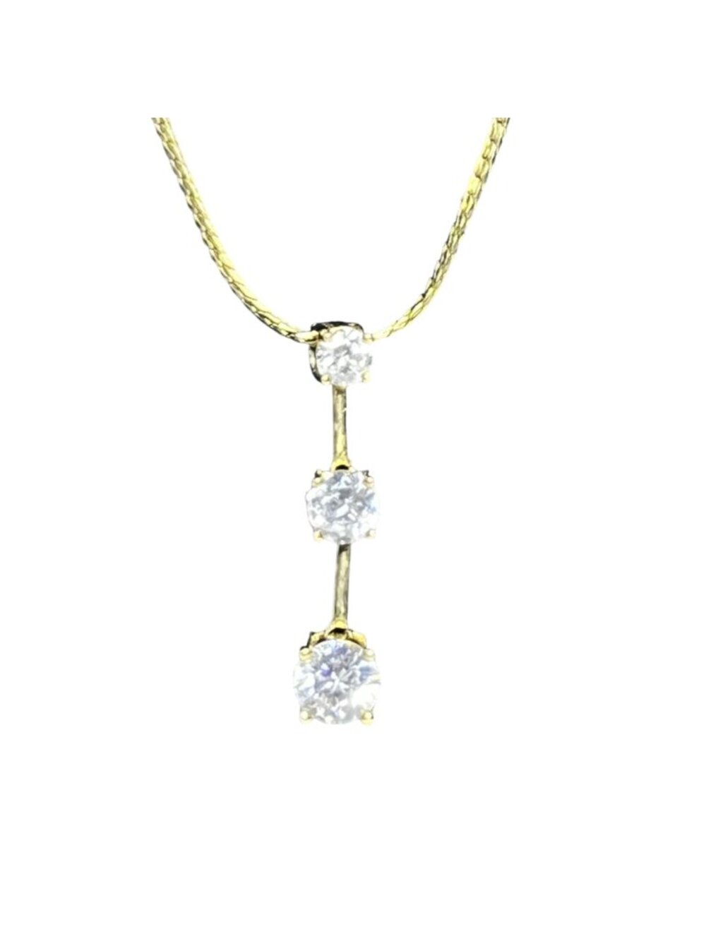Avon Gold Tone Wheat Chain Necklace With Clear Rhinestone Drop Pendant (6519) - Picture 2 of 6
